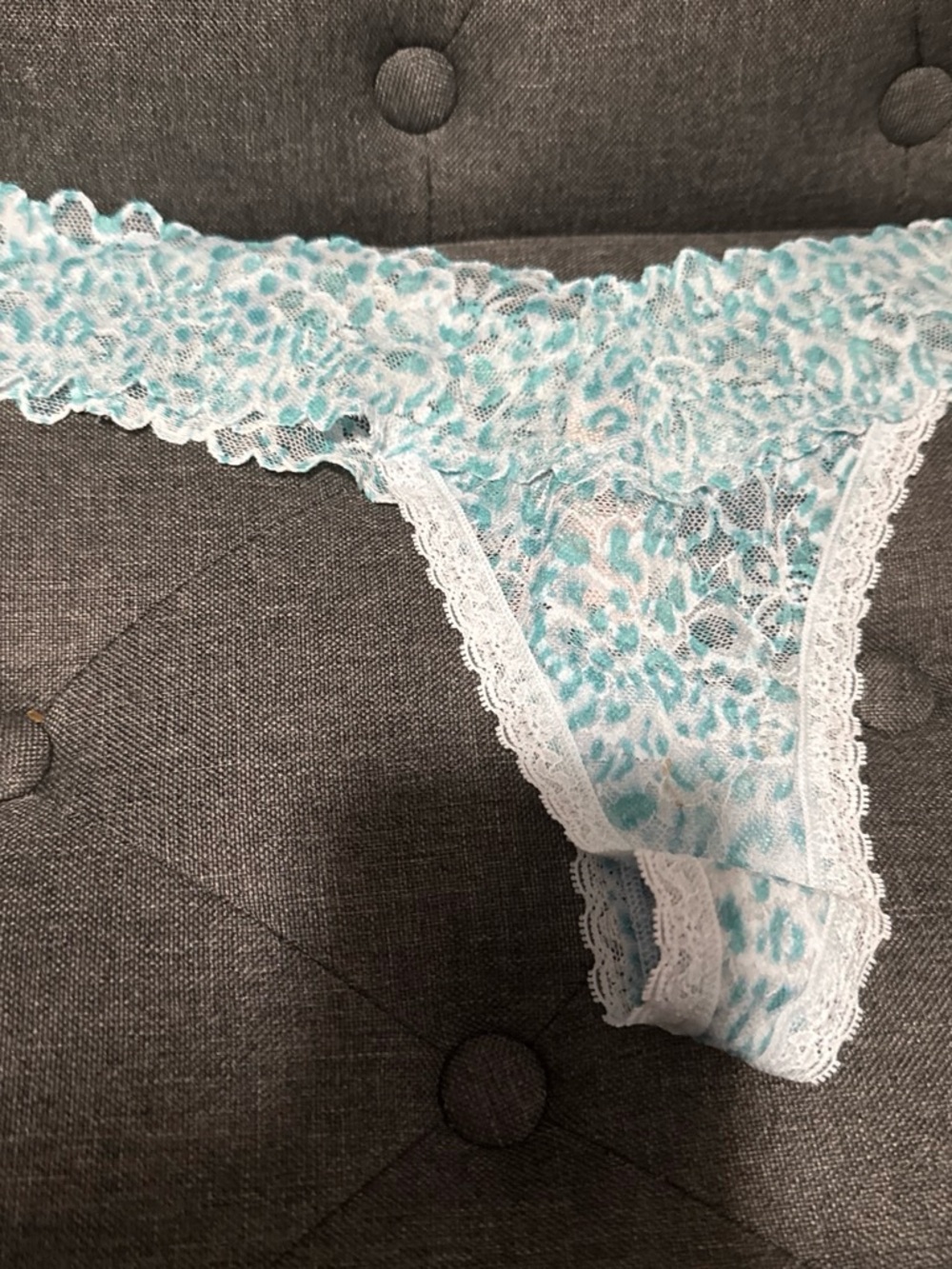 Victoria's Secret Aqua Leopard Lace Thong Panty